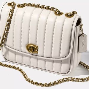 Coach Madison Shoulder Bag with Quilting Style 4684 Chalk. Retail $495